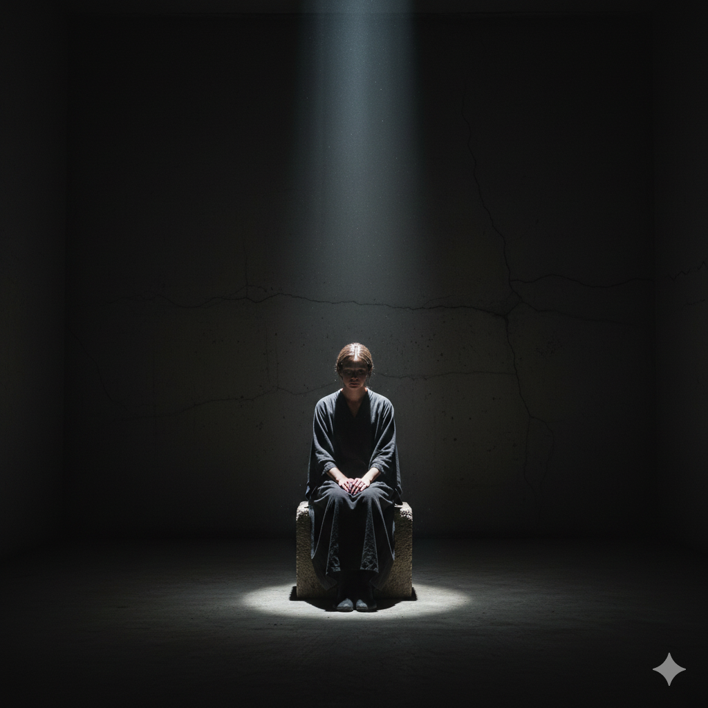 Pessoa refletindo / ambiente escuro
